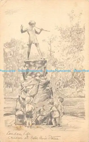 R363416 London Life Children at Peter Pans Statue Sir G Frampton Copyright Repro