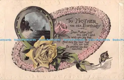 R364854 To Mother on Her Birthday Roses and Ship in Sea M B British Manufacture