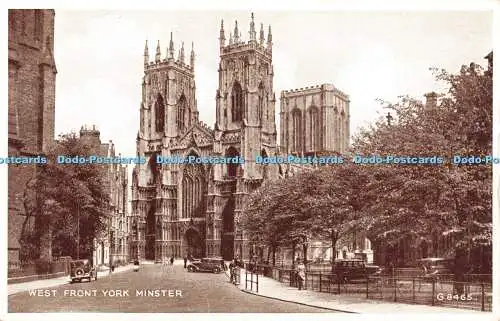 R363662 Westfront York Minster G 8465 Foto braun Postkarte Valentine and Sons