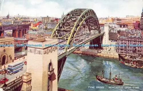 R365127 Newcastle Upon Tyne Tyne Bridge Valentine Art Farbe G W Blow 1955