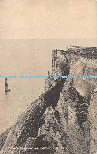 R368406 Beachy Head und Leuchtturm schwarz-weiß Kollotypie Postkarten The W B