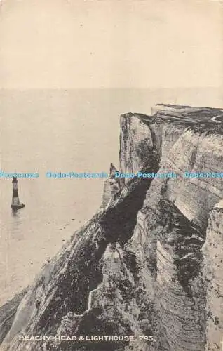 R368412 Beachy Head und Leuchtturm schwarz-weiß Kollotypie Postkarten The W B