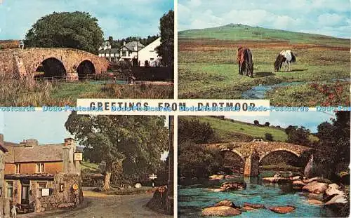 R365329 Grüße aus Dartmoor Two Bridge Dartmoor Ponys Plastichrome von Colou