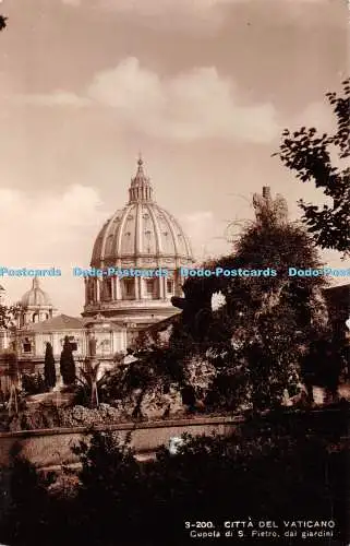 R367093 Citta del Vaticano Cupola di S Pietro dal giardini Brunner und C RP 1950