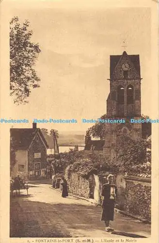 R368694 1 Fontaine le Port S et M LEcole et la Mairie Guillaumet 1947