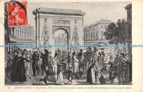 R370524 Ancien Paris Les Singes l Ours et les Chiens savants aspect de la Rue Sa