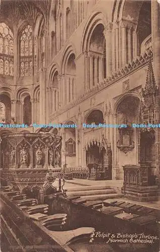 R367449 Norwich Cathedral Kanzel und Bischofsthron J N