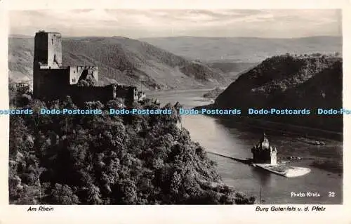 R369040 Am Rhein Burg Gutenfels u d Pfalz Foto Kratz 32 RP