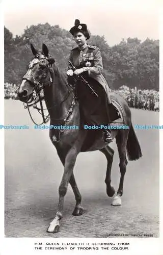 R367459 H M Queen Elizabeth II Returning from the Ceremony of Trooping the Colou