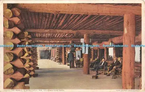 R370889 Old Faithful Inn Yellowstone Park The Porch Detroit Publishing Phostint