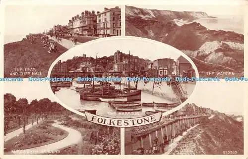 R367623 Folkestone The Harbour The Warren The Leas Valentine Phototype Multi Vie