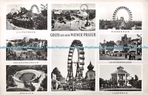 R371067 Gruss aus dem Wiener Prater Liliputbahn Riesenrad Lusthaus P Ledermann R