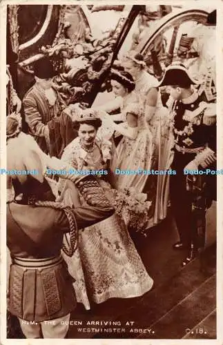 R367765 H M The Queen Arriving at Westminster Abbey Valentine Coronation Souveni