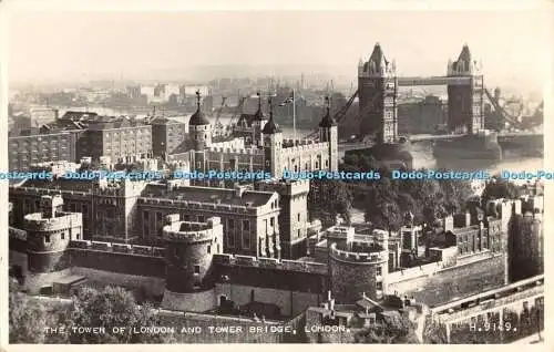 R369399 The Tower of London and Tower Bridge London H 9149 Valentines RP 1956