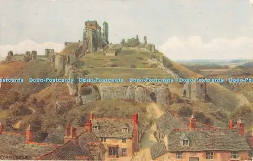 R371174 Corfe Castle J Lachs Aquarell A R Quinton