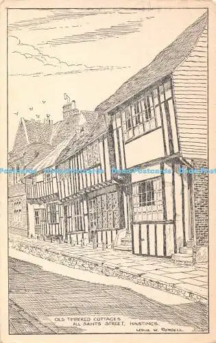 R368013 Hastings Old Timbered Cottages All Saints Street Leslie W Rowsell Art Se