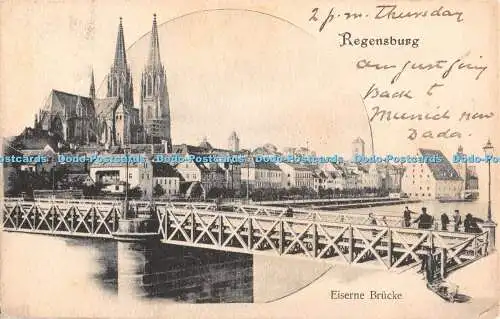 R371322 Regensburg Eiserne Brücke Postkarte