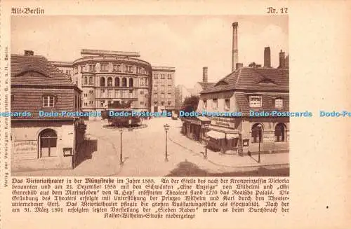 R371341 Alt Berlin Das Victoriatheater in der Munzstraße im Jahre 1888 Kunstans