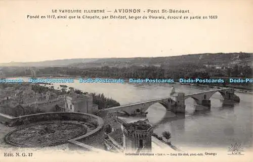 R369631 Le Vaucluse Illustre Avignon Pont St Benezet Edit N G 27 Sammlungen Kunst