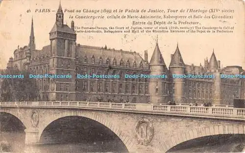 R369632 46 Paris The Pont au Change the Court of Justice Tower of clock 14th cen