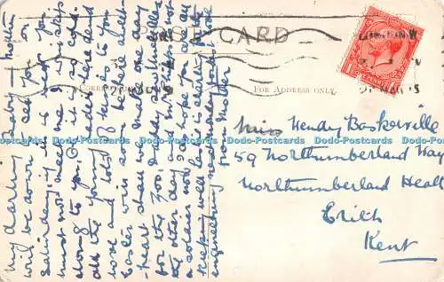 R368149 Handbemalte Postkarte Mädchen mit Schaf
