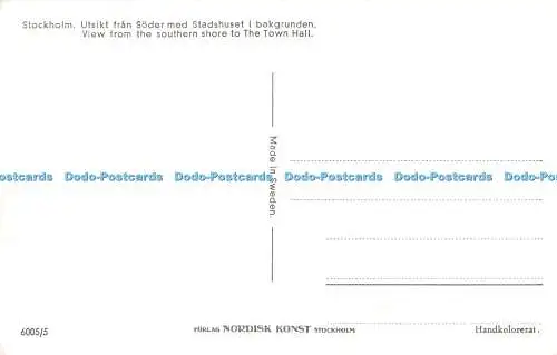 R368183 Stockholm Blick vom Südufer zum Rathaus Forlag Nordisk K