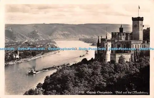 R371506 Schloss Stolzenfels Blick auf die Marcsburg Hoursch und Bechstedt Rheing