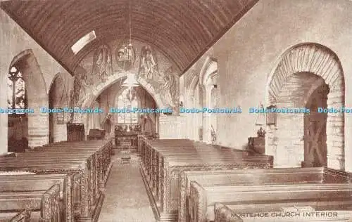 R371636 Mortehoe Church Interior Wm Ashplant Sepiatone Series