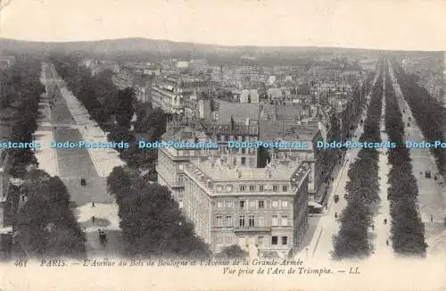 R370002 461 Paris LAvenue du Bois de Boulogne et lAvenue de la Grande Armee Vue