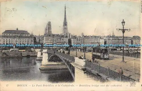 R370056 17 Rouen Le Pont Boieldieu et la Cathedrale Boieldieu Brücke und die Katze