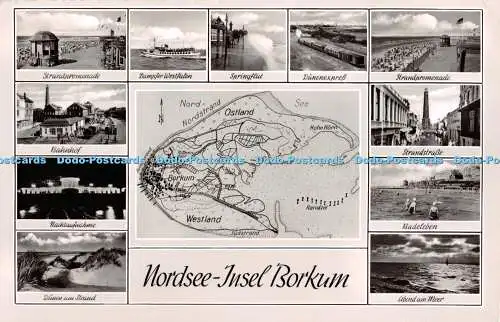 R371795 Nordsee Insel Borkum Bahnhof Strandstraße Abend am Meer Schoning Agfa M