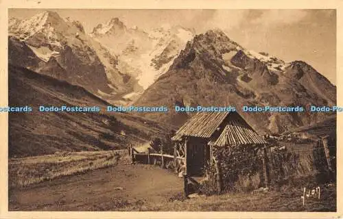 R370085 69 Col du Lautaret Entree du Jardin Alpin Glacier de lHomme et Massif de