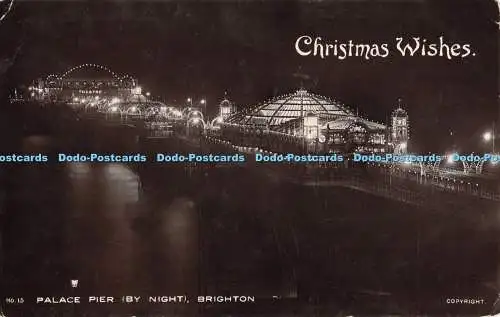 R370112 Christmas Wishes No 15 Palace Pier By Night Brighton A W Wardell 1923