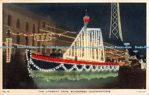 R371860 Blackpool Illuminations The Lifeboat Tram Tuck Blackpool Corporation