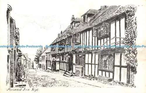 R371876 Rye Mermaid Inn Norman Pencil Sketch