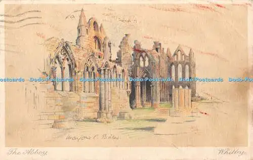 R372019 Whitby The Abbey British Art Co Marjorie C Bates 1935