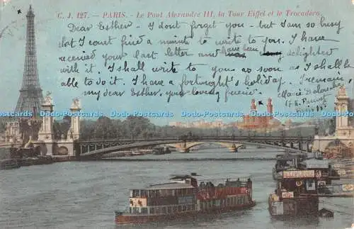 R372033 Paris Le Pont Alexandre III la Tour Eiffel et le Trocadero J C 127 1908