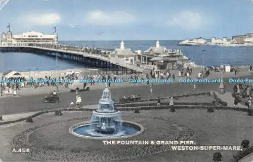 R374285 A 458 The Fountain and Grand Pier Weston Super Mare 1958 H J Serie