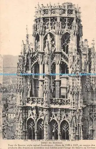 R374929 234 Rouen Cathedrale Tour de Beurre Detail du Sommet E L D M Le Deley