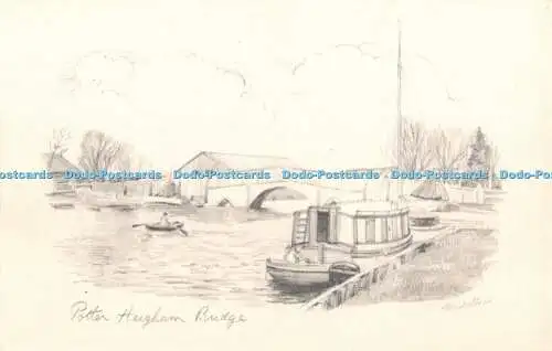 R375001 Potter Heigham Bridge Milton The Woolstone Barton Bleistiftskizze Reproduktion