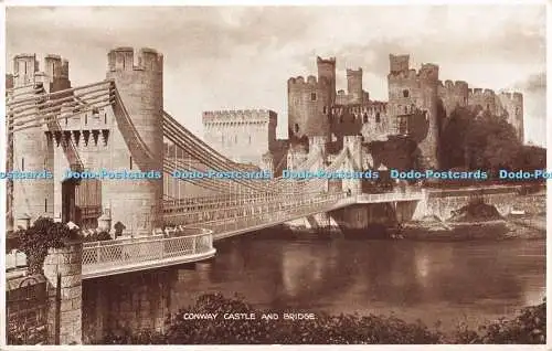 R375029 Conway Castle and Bridge Valentines Photo Brown Series