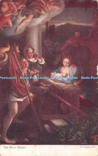 R378225 The Holy Night Correggio Pinx Raphael Tuck and Sons Oilette Christmas Po