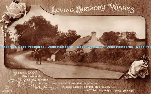 R376602 Liebevolle Geburtstagswünsche Dorf Pferd mit Mann Drehfoto RP
