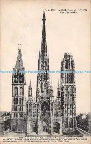 R378252 La Cathedrale Rouen C V 183 Vue d ensemble Carte Postale