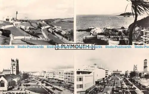 R376616 Plymouth The Hoe Slopes Tinside Bathing Pool and Drakes Island Valentine