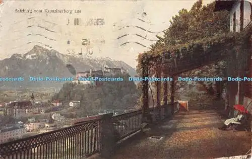 R375122 Salzburg vom Kapuzinerberg aus J Huttegger 1922