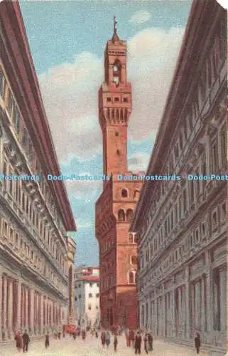 R378404 Firenze 5 Il portico degli Uffizii Palazzo Vecchio Ed A Traldi