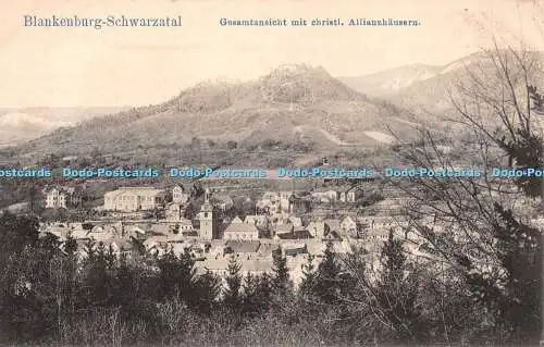 R373831 Blankenburg Schwarzatal Gesamtansicht mit christl Allianzhausern Schaar