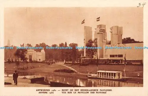 R377093 Anvers Vue Sur le Pavillon des Pays Bas Geo M Potie Postkarte 1930