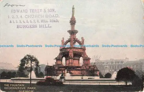 R380181 Glasgow Kelvingrove Park The Fountain The National Series 1907